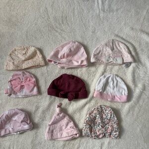 Newborn Baby Girl Hat Bundle (9) – Pink & Floral – NB